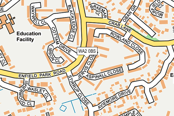 WA2 0BS map - OS OpenMap – Local (Ordnance Survey)