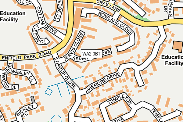 WA2 0BT map - OS OpenMap – Local (Ordnance Survey)