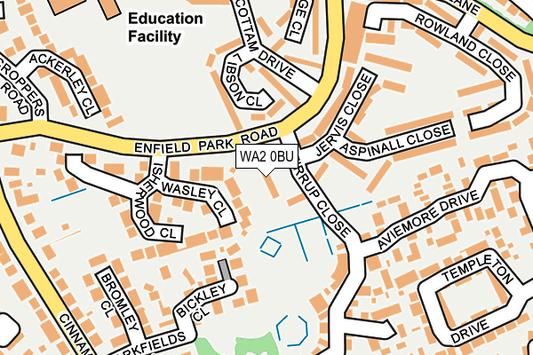 WA2 0BU map - OS OpenMap – Local (Ordnance Survey)