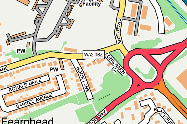 WA2 0BZ map - OS OpenMap – Local (Ordnance Survey)