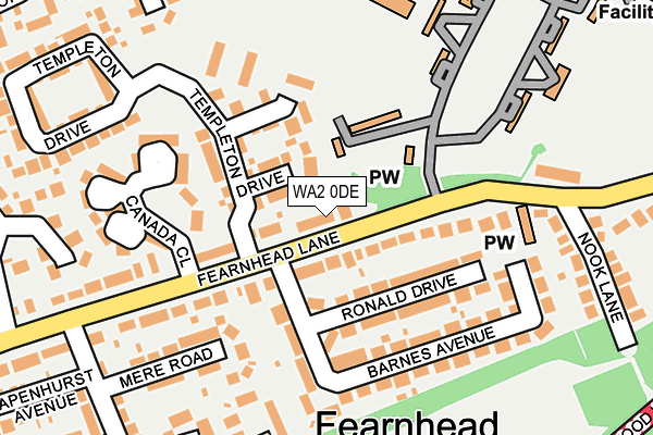 WA2 0DE map - OS OpenMap – Local (Ordnance Survey)