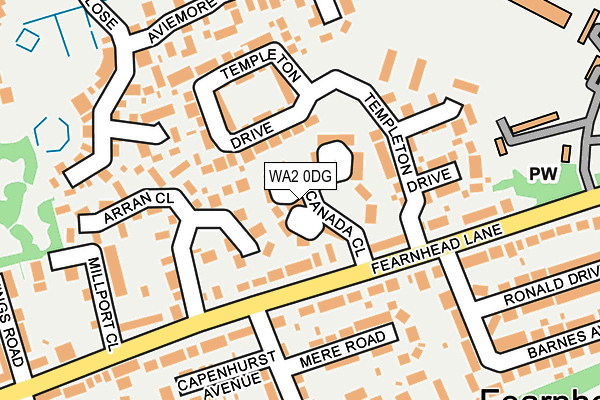 WA2 0DG map - OS OpenMap – Local (Ordnance Survey)