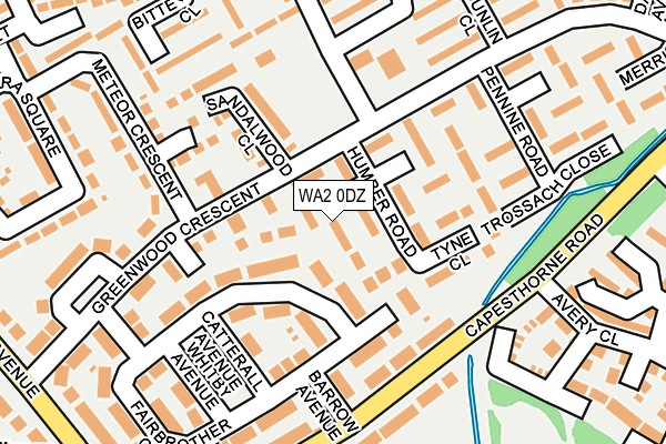 WA2 0DZ map - OS OpenMap – Local (Ordnance Survey)