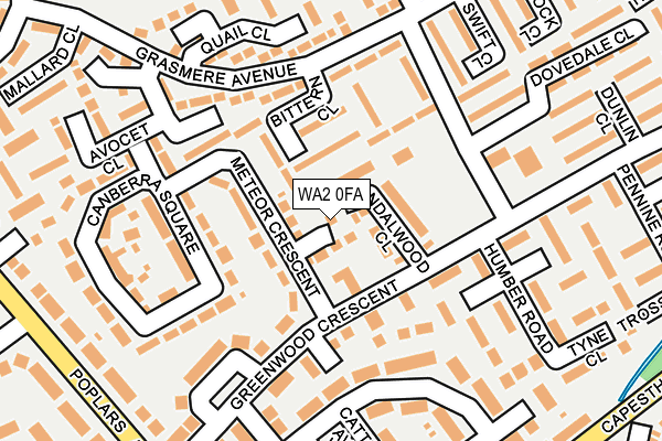 WA2 0FA map - OS OpenMap – Local (Ordnance Survey)