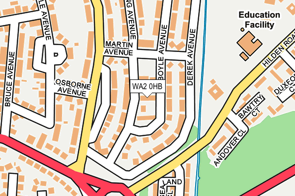 WA2 0HB map - OS OpenMap – Local (Ordnance Survey)