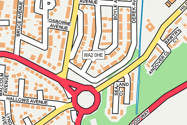 WA2 0HE map - OS OpenMap – Local (Ordnance Survey)