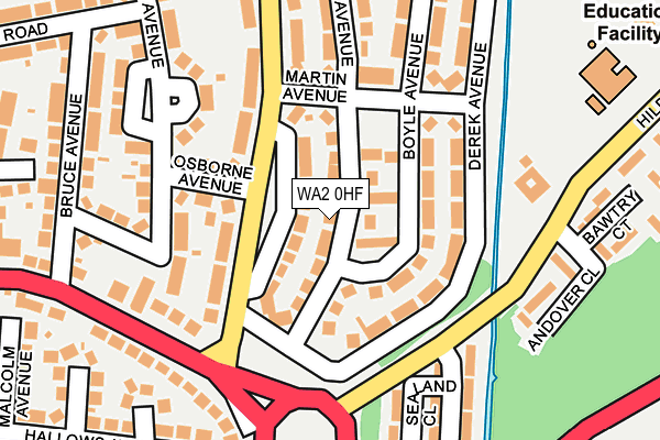 WA2 0HF map - OS OpenMap – Local (Ordnance Survey)