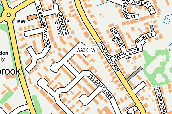 WA2 0HW map - OS OpenMap – Local (Ordnance Survey)