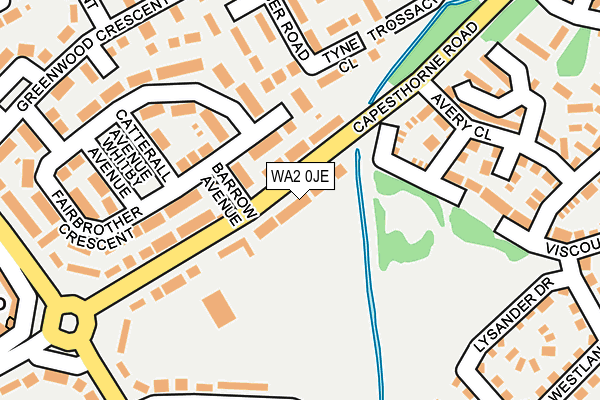 WA2 0JE map - OS OpenMap – Local (Ordnance Survey)
