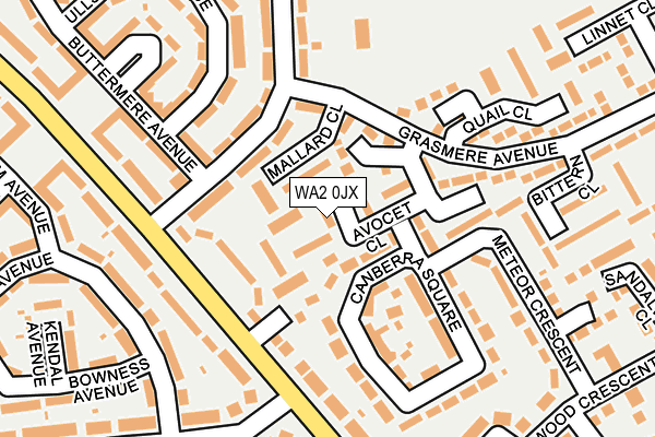 WA2 0JX map - OS OpenMap – Local (Ordnance Survey)