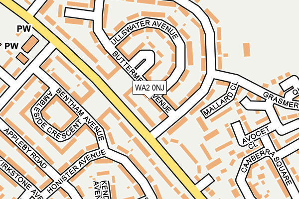 WA2 0NJ map - OS OpenMap – Local (Ordnance Survey)