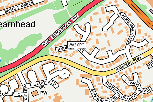 WA2 0PG map - OS OpenMap – Local (Ordnance Survey)