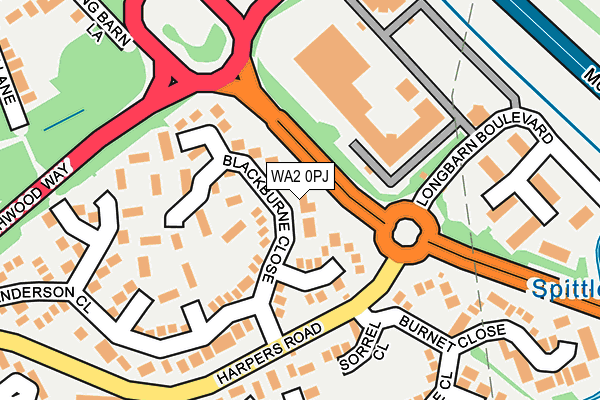 WA2 0PJ map - OS OpenMap – Local (Ordnance Survey)
