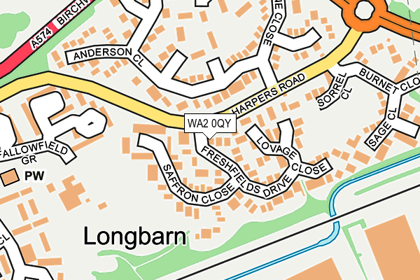 WA2 0QY map - OS OpenMap – Local (Ordnance Survey)