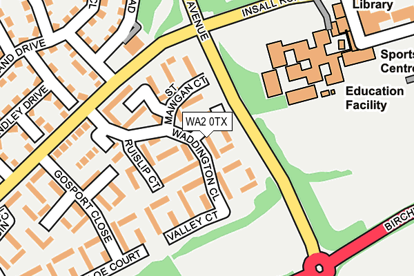 WA2 0TX map - OS OpenMap – Local (Ordnance Survey)