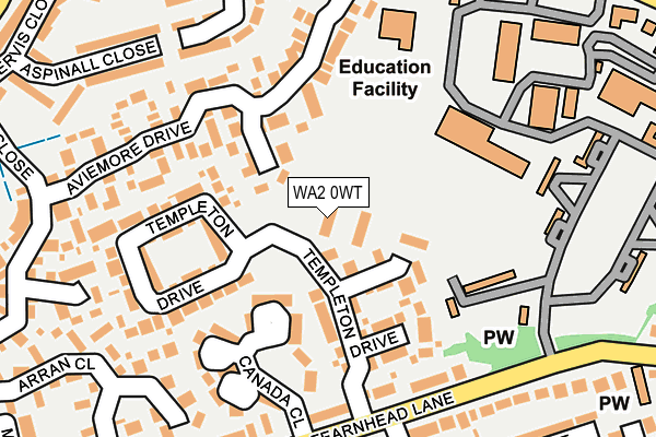 WA2 0WT map - OS OpenMap – Local (Ordnance Survey)