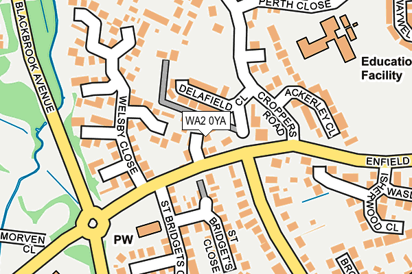 WA2 0YA map - OS OpenMap – Local (Ordnance Survey)