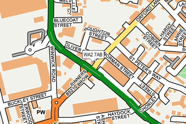 WA2 7AB map - OS OpenMap – Local (Ordnance Survey)