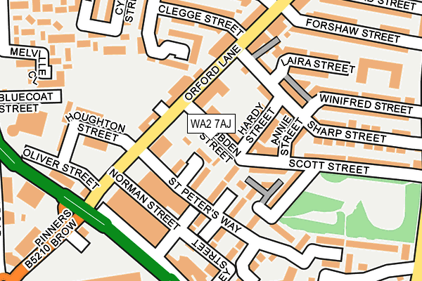 WA2 7AJ map - OS OpenMap – Local (Ordnance Survey)