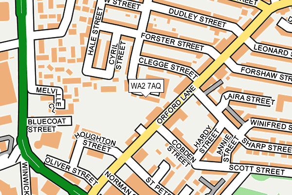 WA2 7AQ map - OS OpenMap – Local (Ordnance Survey)