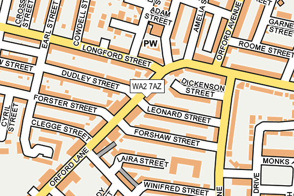 WA2 7AZ map - OS OpenMap – Local (Ordnance Survey)