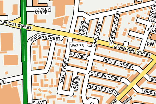 WA2 7BJ map - OS OpenMap – Local (Ordnance Survey)