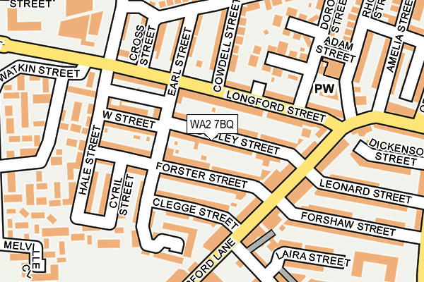 WA2 7BQ map - OS OpenMap – Local (Ordnance Survey)