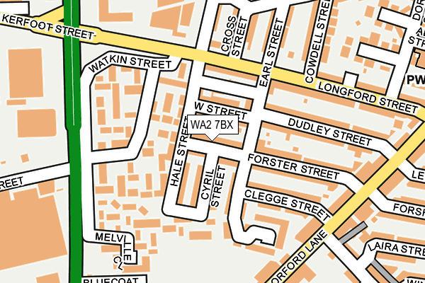 WA2 7BX map - OS OpenMap – Local (Ordnance Survey)