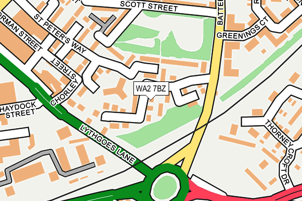 WA2 7BZ map - OS OpenMap – Local (Ordnance Survey)