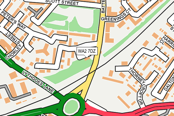 WA2 7DZ map - OS OpenMap – Local (Ordnance Survey)