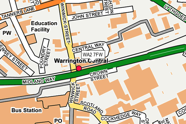 WA2 7FW map - OS OpenMap – Local (Ordnance Survey)