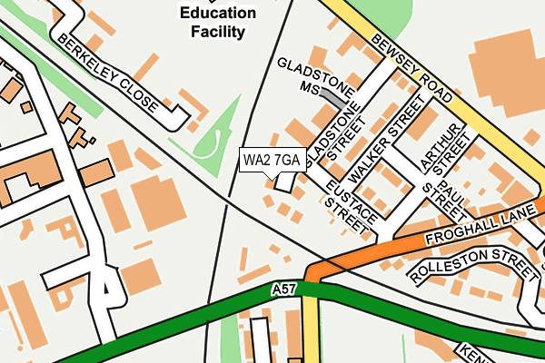 WA2 7GA map - OS OpenMap – Local (Ordnance Survey)