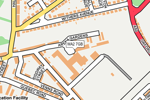 WA2 7GB map - OS OpenMap – Local (Ordnance Survey)