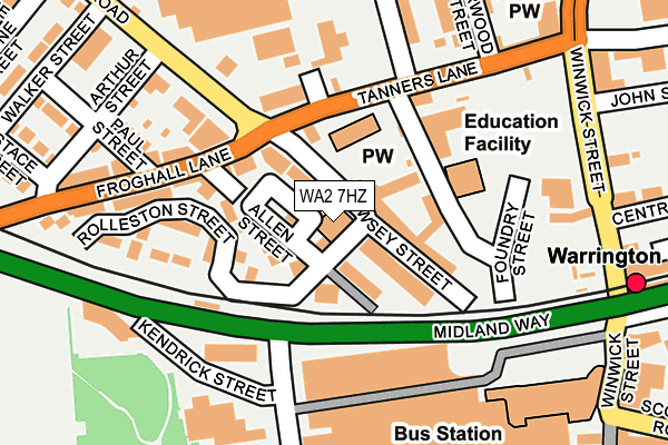 WA2 7HZ map - OS OpenMap – Local (Ordnance Survey)
