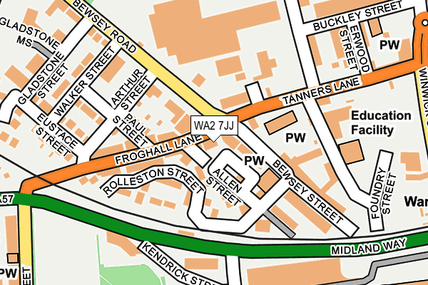 WA2 7JJ map - OS OpenMap – Local (Ordnance Survey)