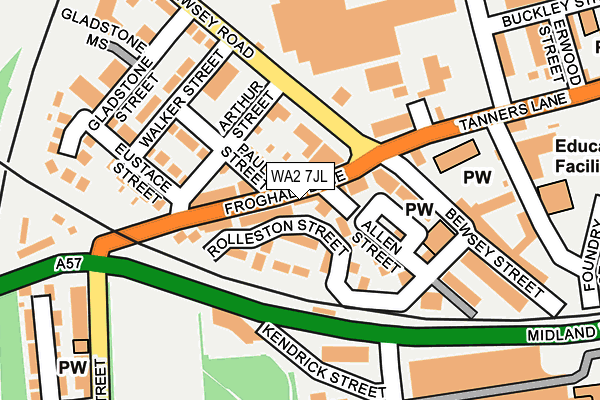WA2 7JL map - OS OpenMap – Local (Ordnance Survey)