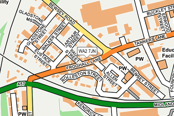 WA2 7JN map - OS OpenMap – Local (Ordnance Survey)