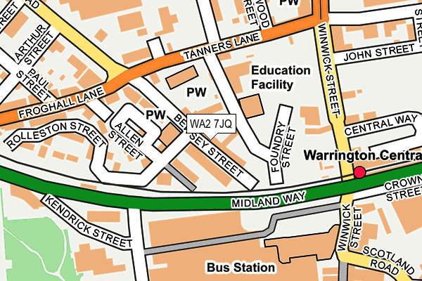 WA2 7JQ map - OS OpenMap – Local (Ordnance Survey)