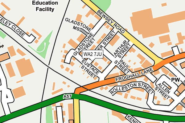 WA2 7JU map - OS OpenMap – Local (Ordnance Survey)