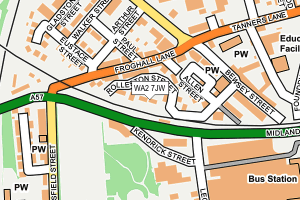 WA2 7JW map - OS OpenMap – Local (Ordnance Survey)