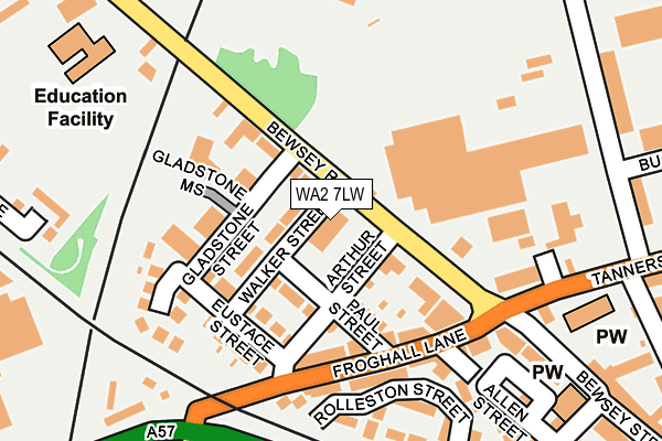 WA2 7LW map - OS OpenMap – Local (Ordnance Survey)