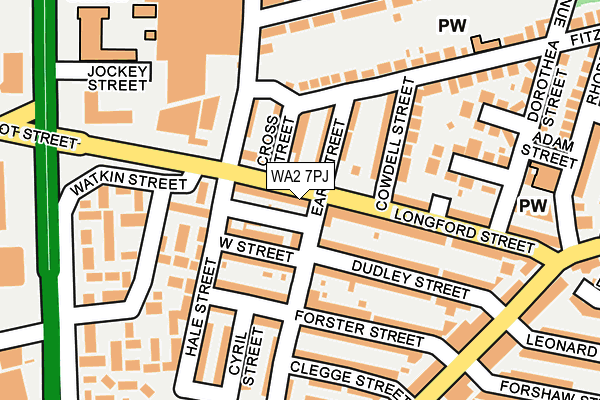 WA2 7PJ map - OS OpenMap – Local (Ordnance Survey)