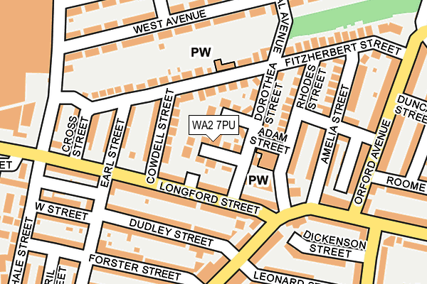 WA2 7PU map - OS OpenMap – Local (Ordnance Survey)