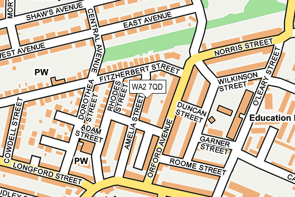 WA2 7QD map - OS OpenMap – Local (Ordnance Survey)