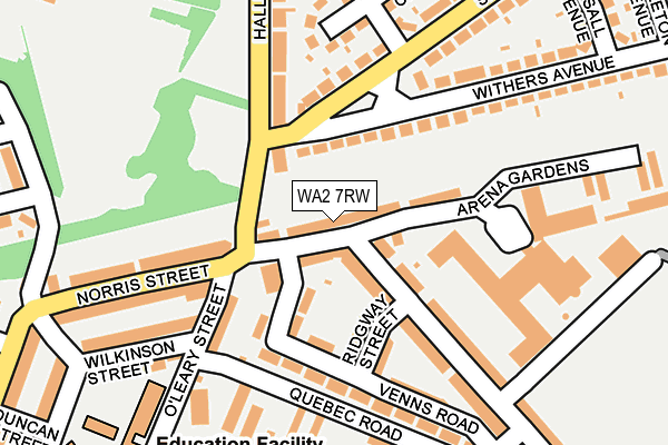 WA2 7RW map - OS OpenMap – Local (Ordnance Survey)