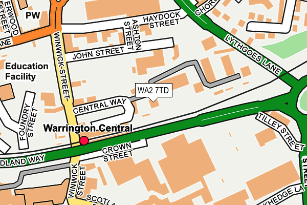 WA2 7TD map - OS OpenMap – Local (Ordnance Survey)