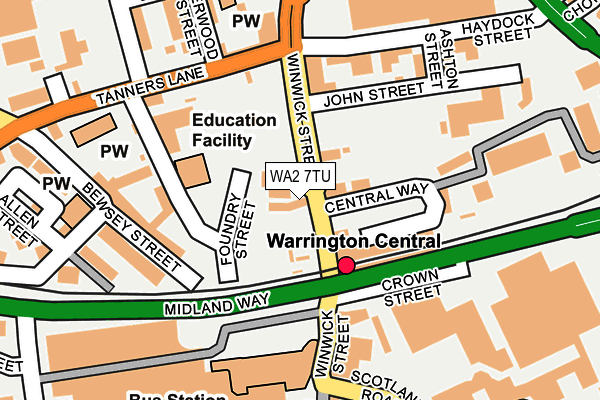 WA2 7TU map - OS OpenMap – Local (Ordnance Survey)