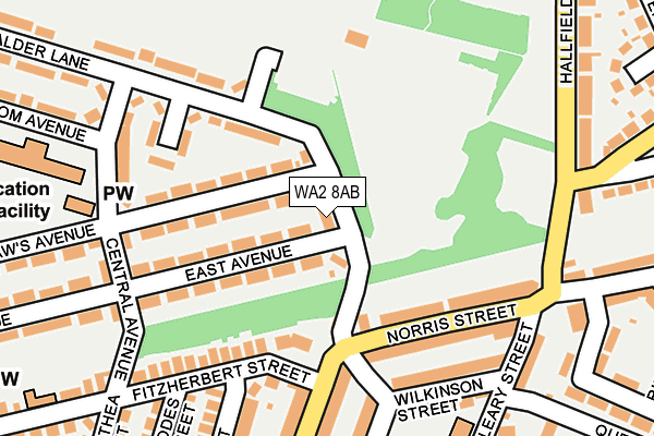 WA2 8AB map - OS OpenMap – Local (Ordnance Survey)