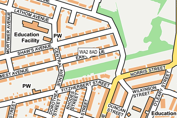 WA2 8AD map - OS OpenMap – Local (Ordnance Survey)