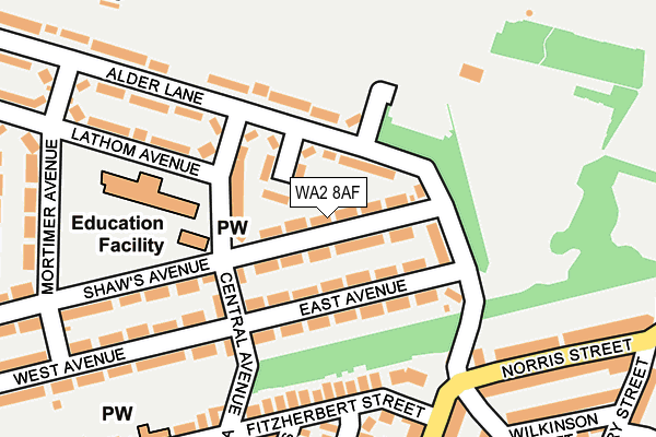 WA2 8AF map - OS OpenMap – Local (Ordnance Survey)